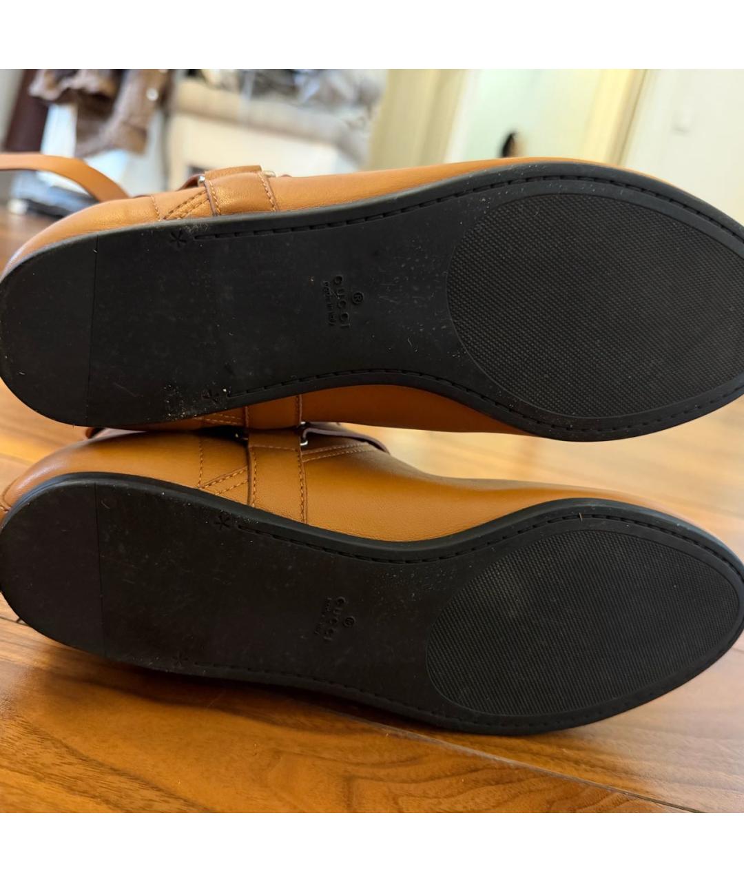 GUCCI Оранжевое кожаные сапоги, фото 6