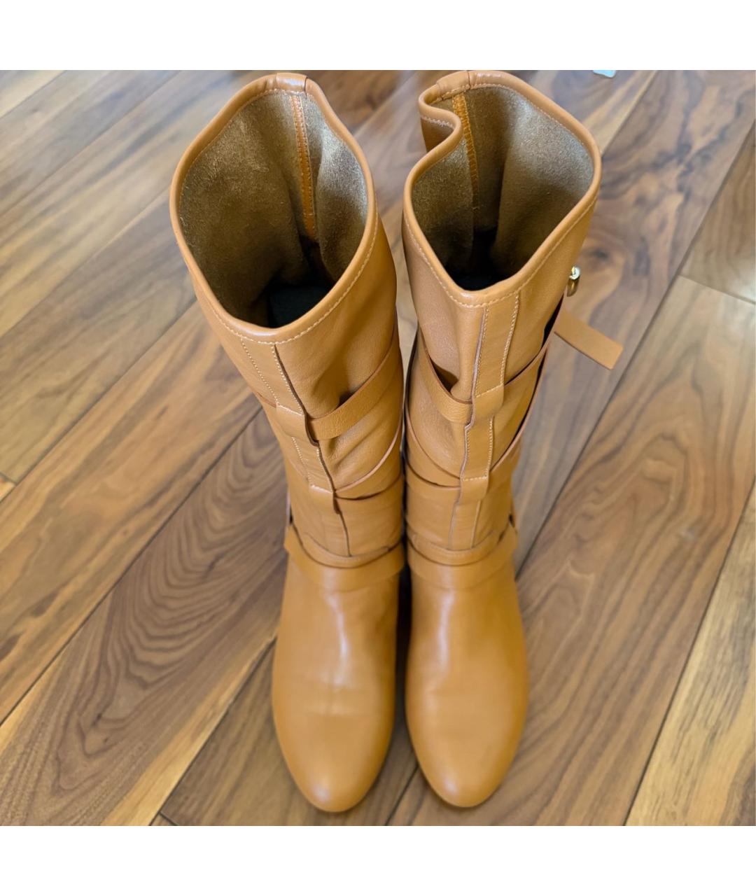 GUCCI Оранжевое кожаные сапоги, фото 3