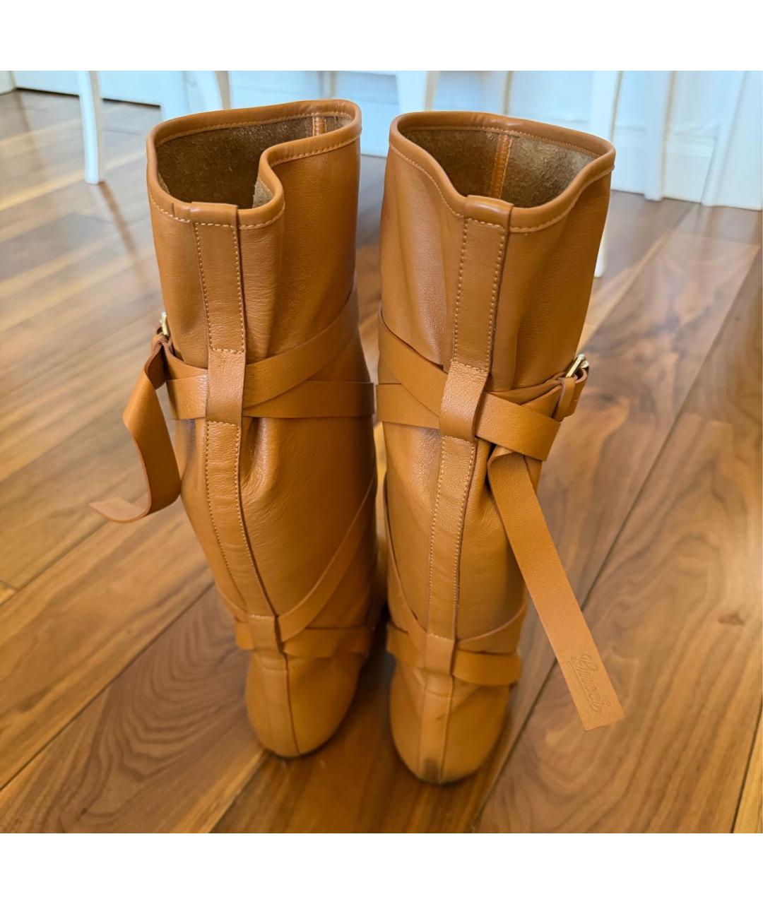 GUCCI Оранжевое кожаные сапоги, фото 4