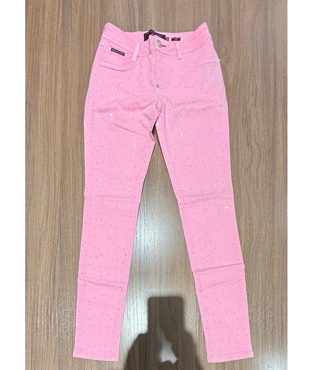 PHILIPP PLEIN Розовые хлопковые джинсы слим, фото 4