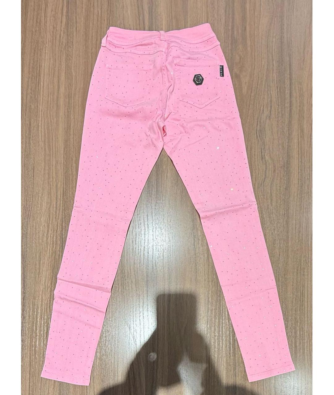 PHILIPP PLEIN Розовые хлопковые джинсы слим, фото 2