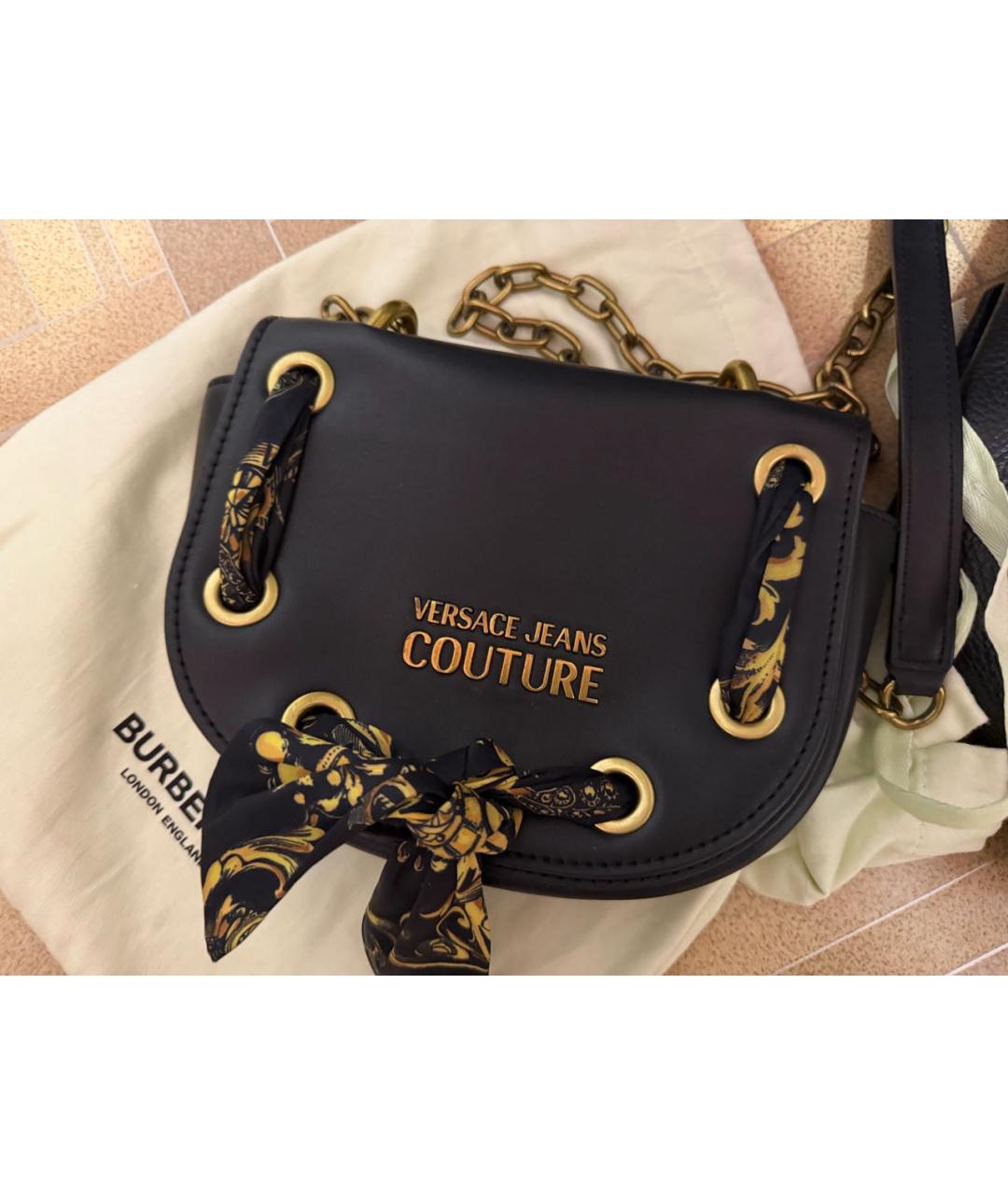 VERSACE JEANS COUTURE Черная кожаная сумка через плечо, фото 6