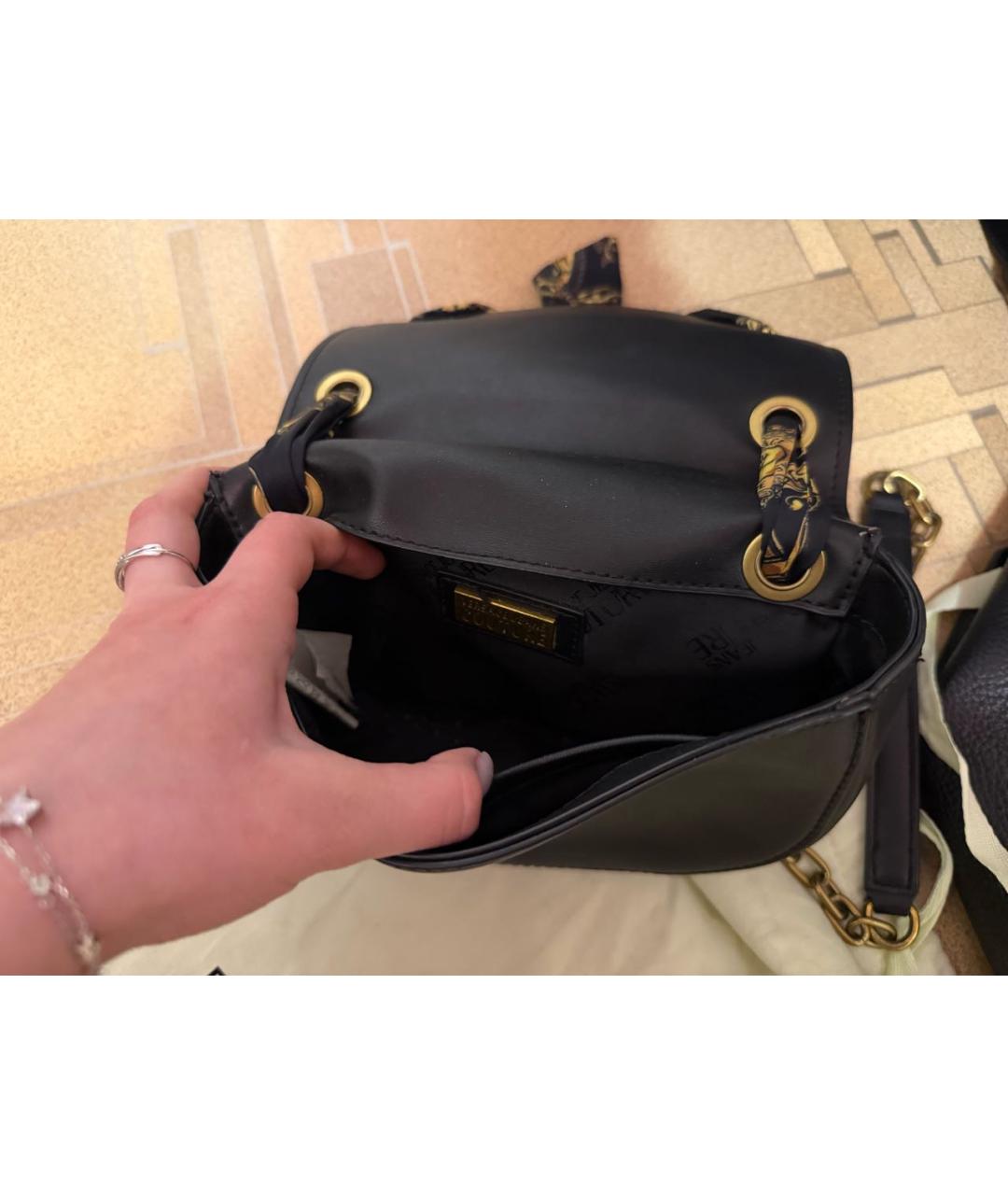 VERSACE JEANS COUTURE Черная кожаная сумка через плечо, фото 3