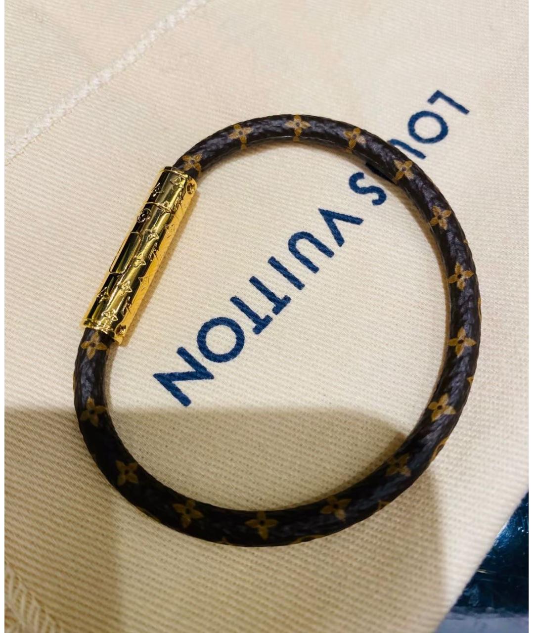 LOUIS VUITTON Коричневый кожаный браслет, фото 2