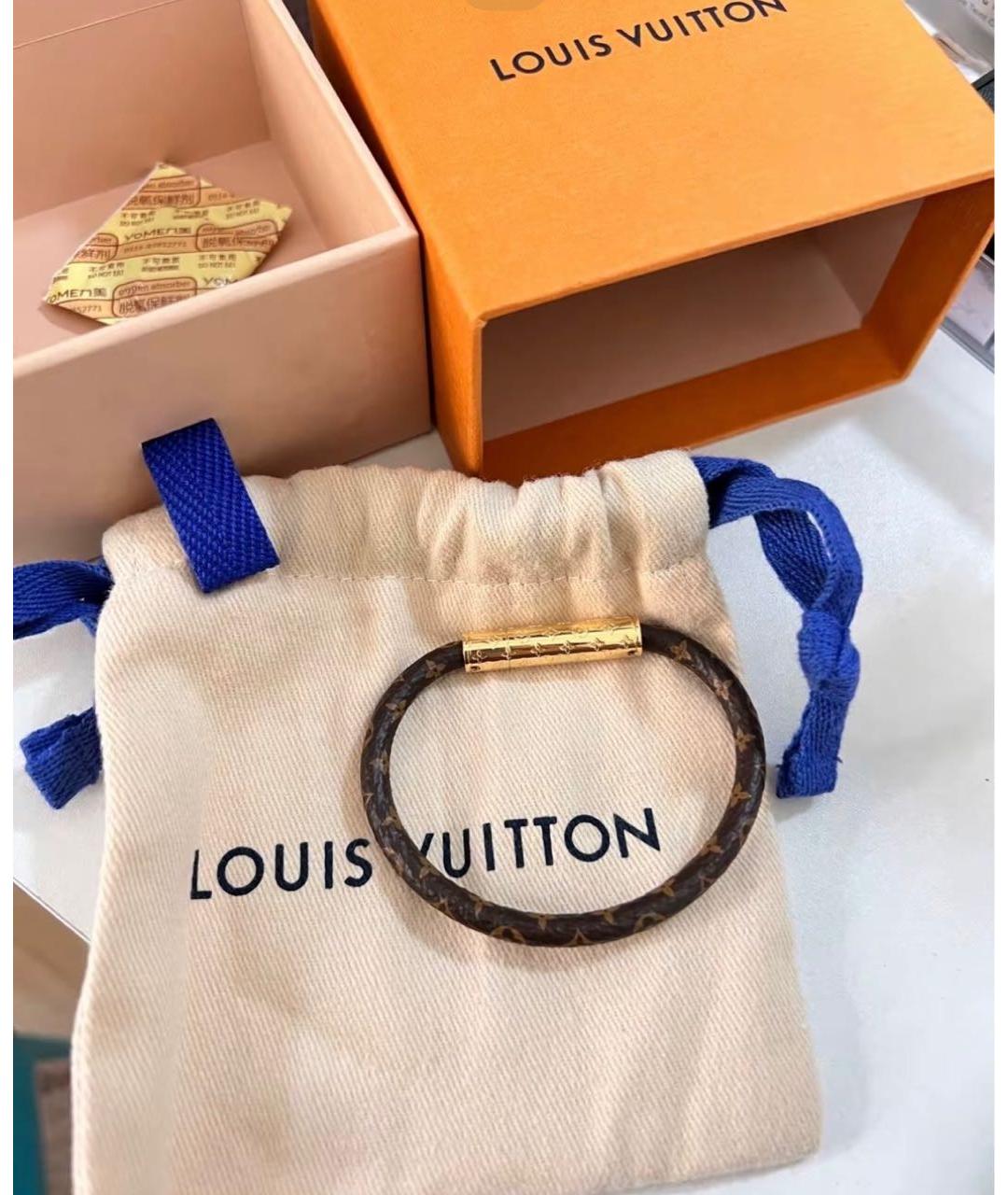 LOUIS VUITTON Коричневый кожаный браслет, фото 3