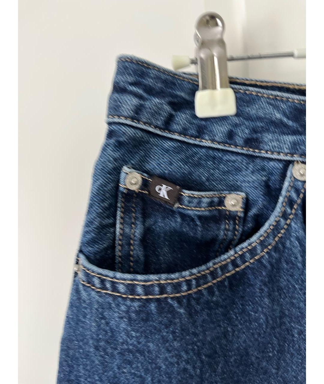 CALVIN KLEIN Синие хлопковые прямые джинсы, фото 4