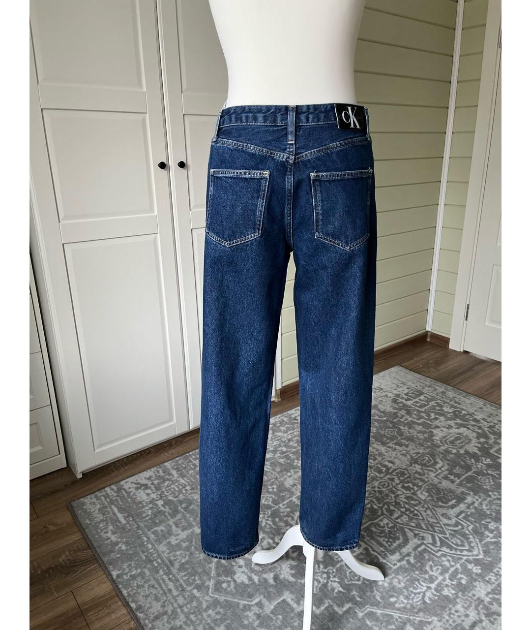 CALVIN KLEIN Синие хлопковые прямые джинсы, фото 3