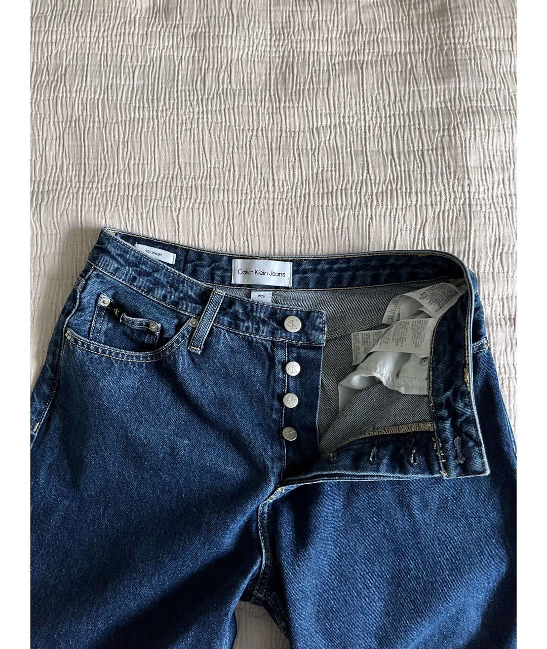 CALVIN KLEIN Синие хлопковые прямые джинсы, фото 6