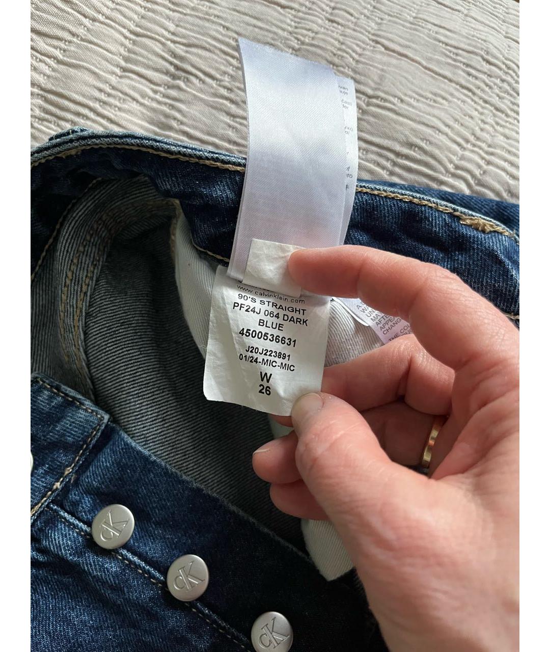 CALVIN KLEIN Синие хлопковые прямые джинсы, фото 7