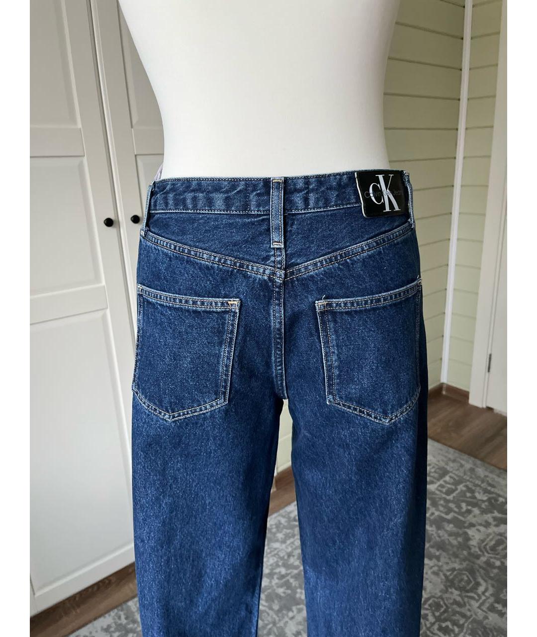 CALVIN KLEIN Синие хлопковые прямые джинсы, фото 5