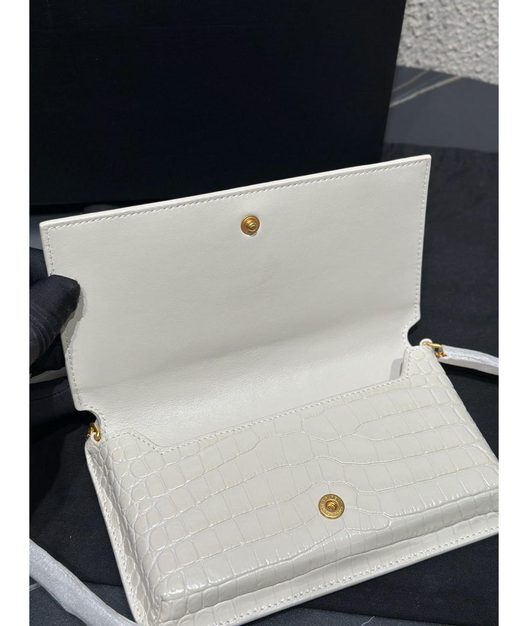 SAINT LAURENT Белая кожаная сумка через плечо, фото 5