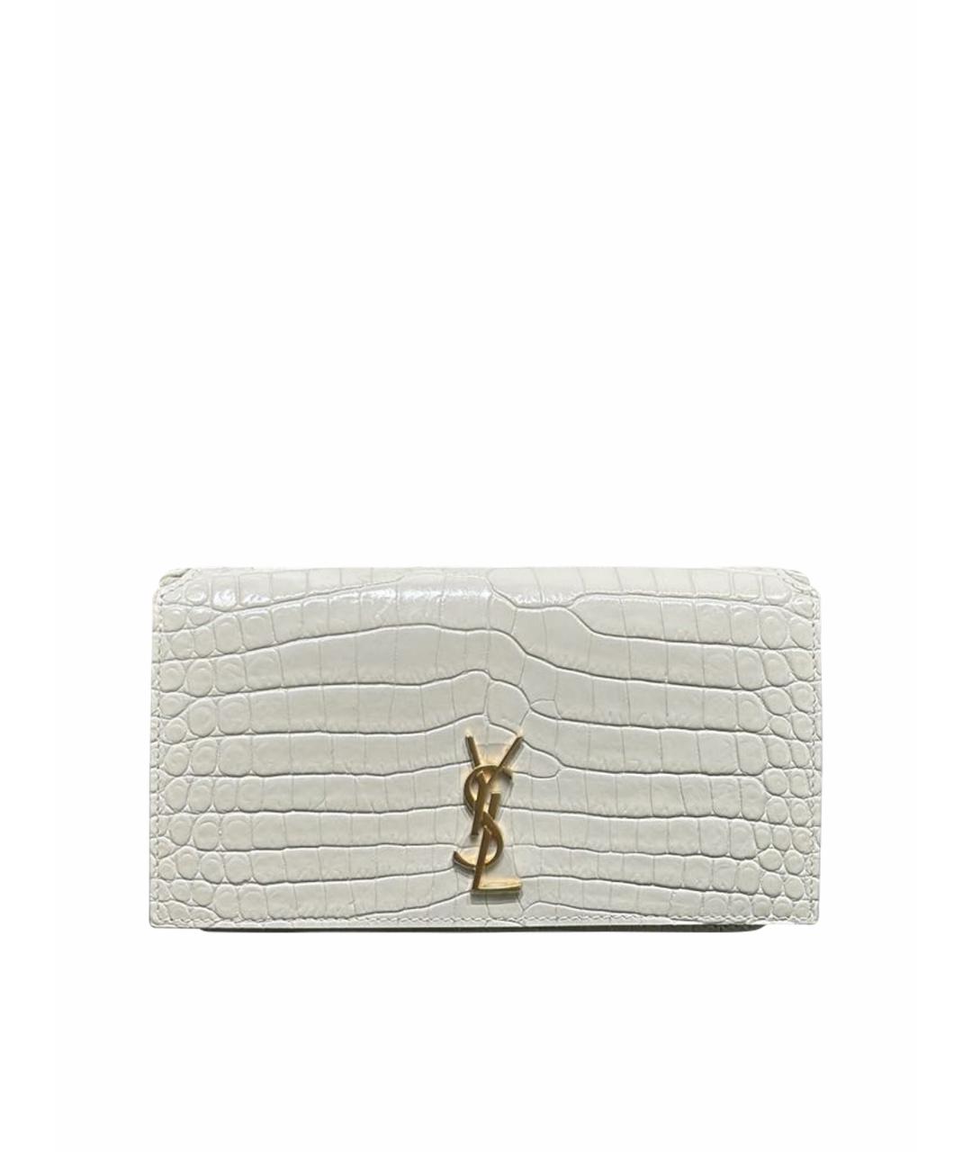 SAINT LAURENT Белая кожаная сумка через плечо, фото 1