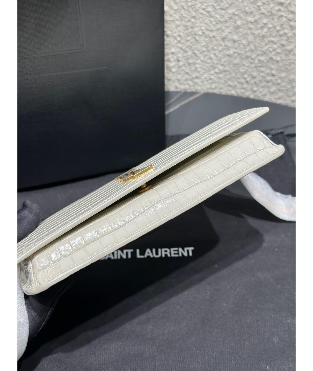 SAINT LAURENT Белая кожаная сумка через плечо, фото 4