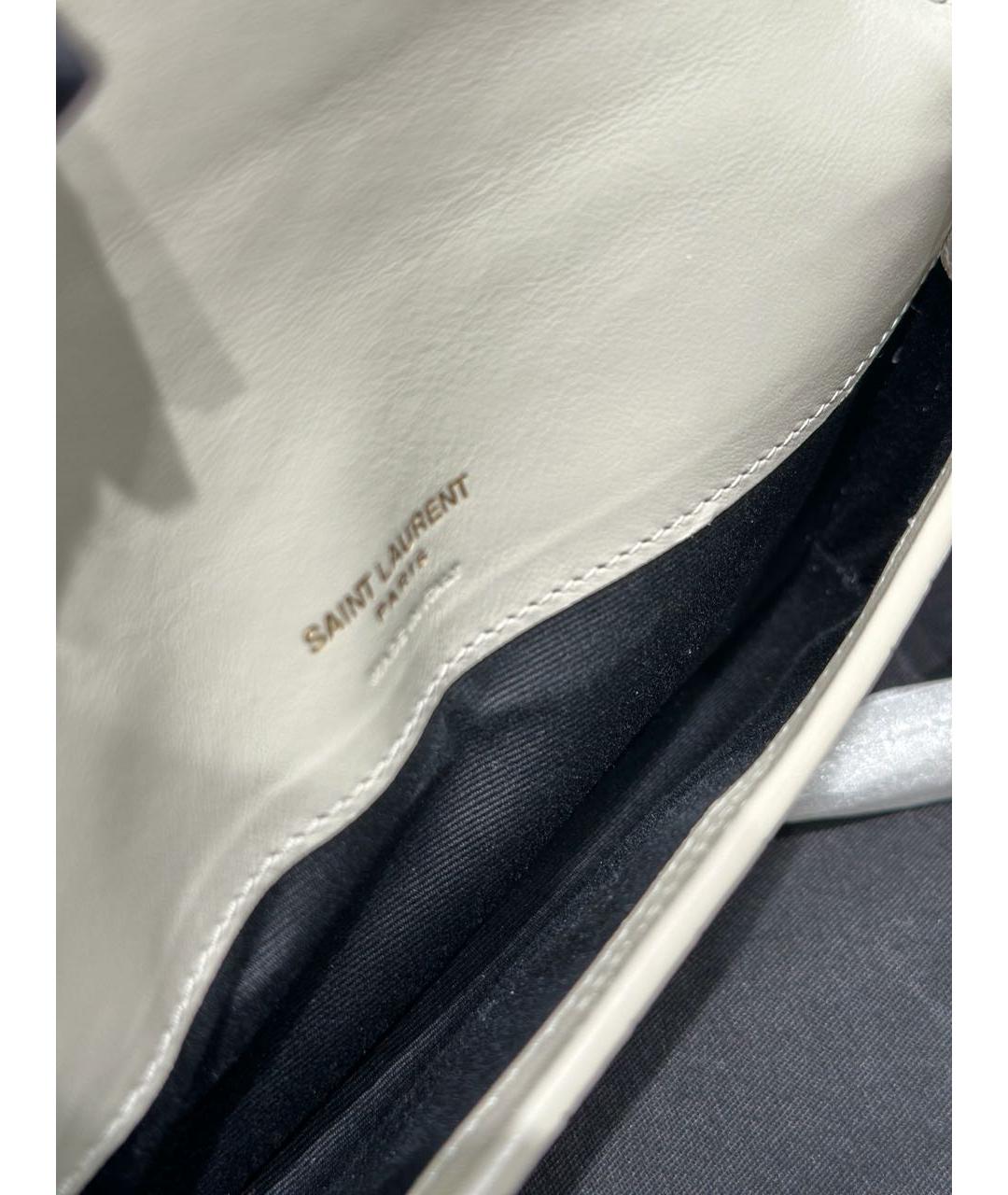 SAINT LAURENT Белая кожаная сумка через плечо, фото 7