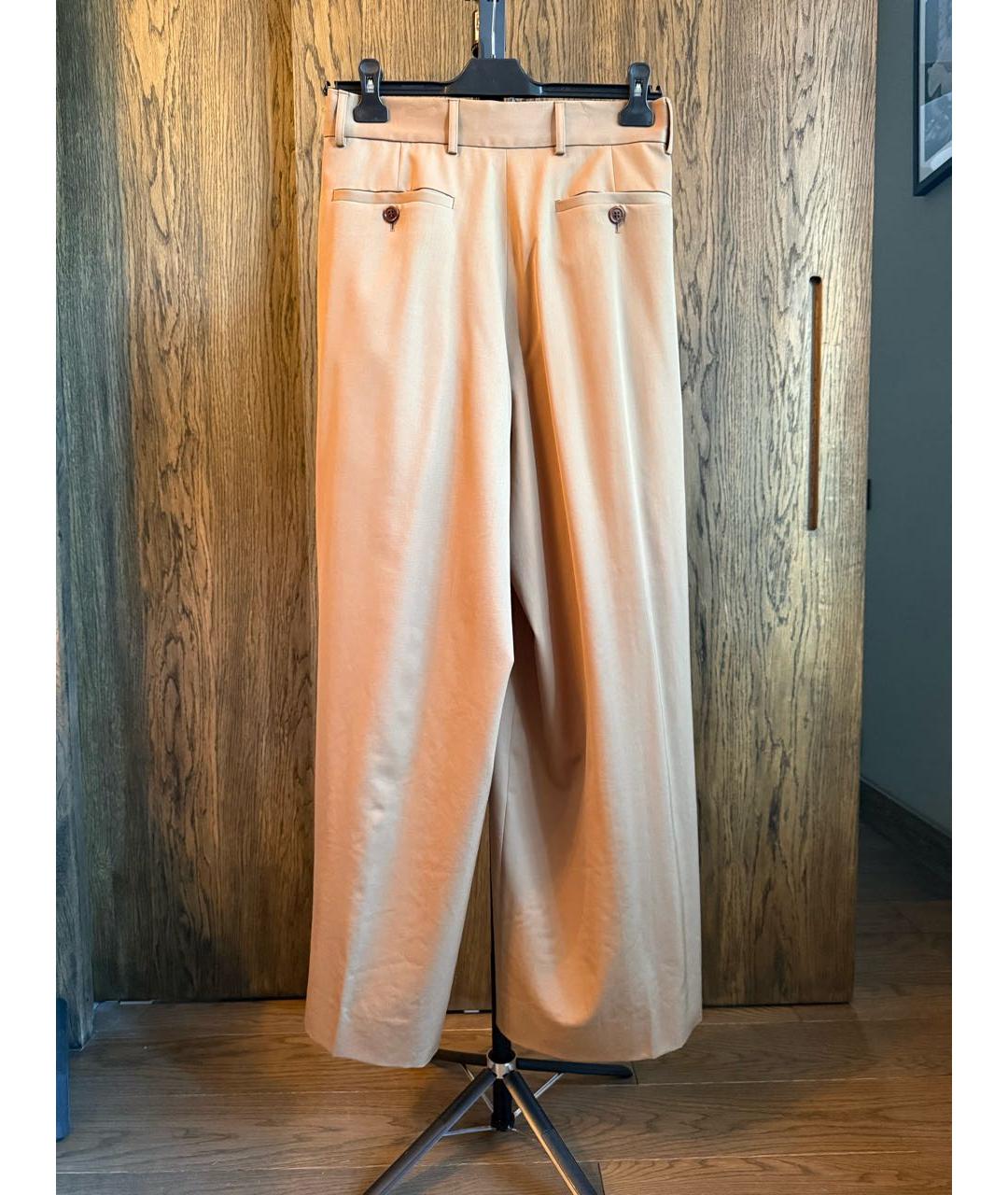 DRIES VAN NOTEN Бежевые шерстяные брюки широкие, фото 3