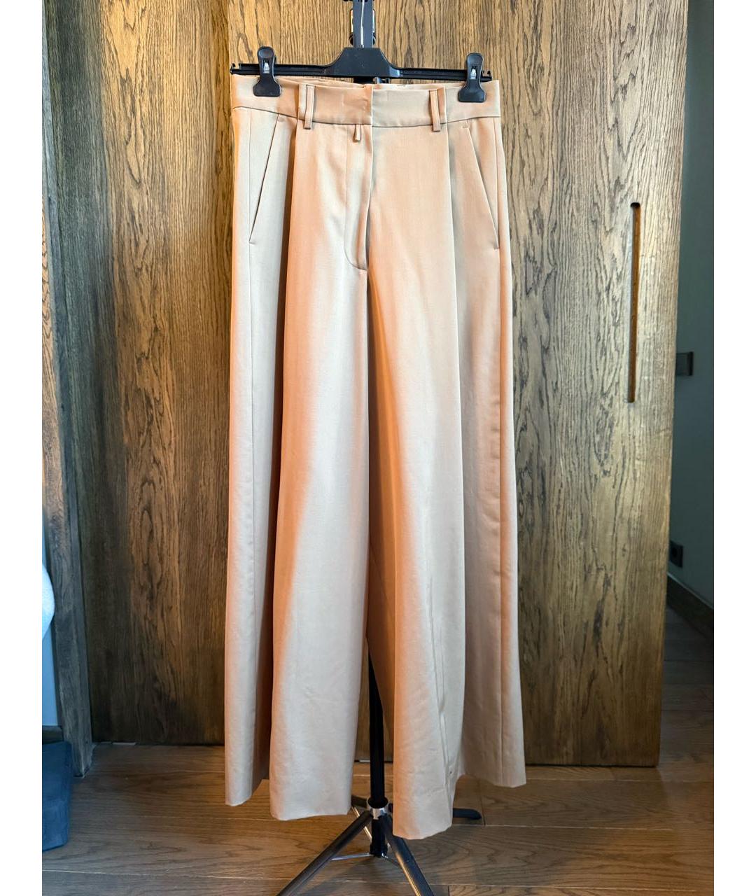 DRIES VAN NOTEN Бежевые шерстяные брюки широкие, фото 4