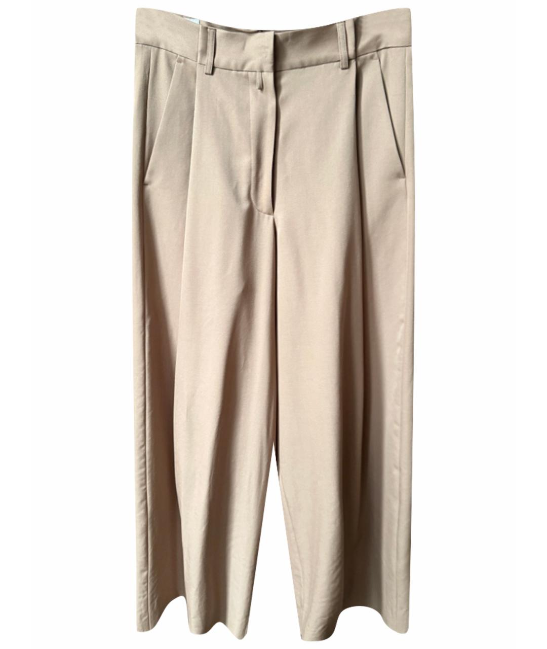 DRIES VAN NOTEN Бежевые шерстяные брюки широкие, фото 1