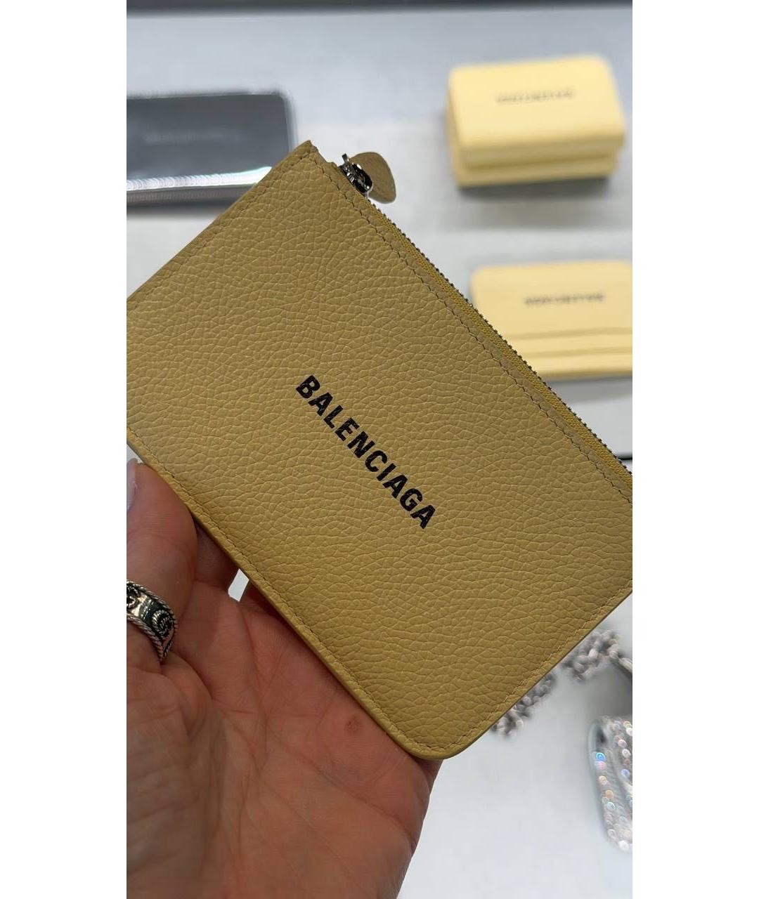 BALENCIAGA Желтый кожаный кардхолдер, фото 3