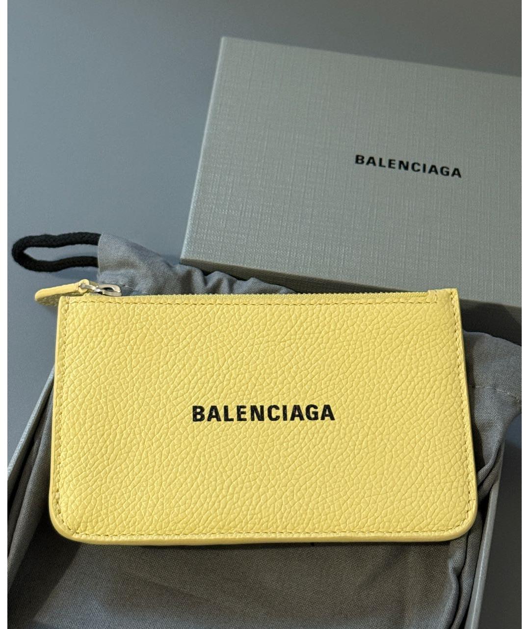 BALENCIAGA Желтый кожаный кардхолдер, фото 2