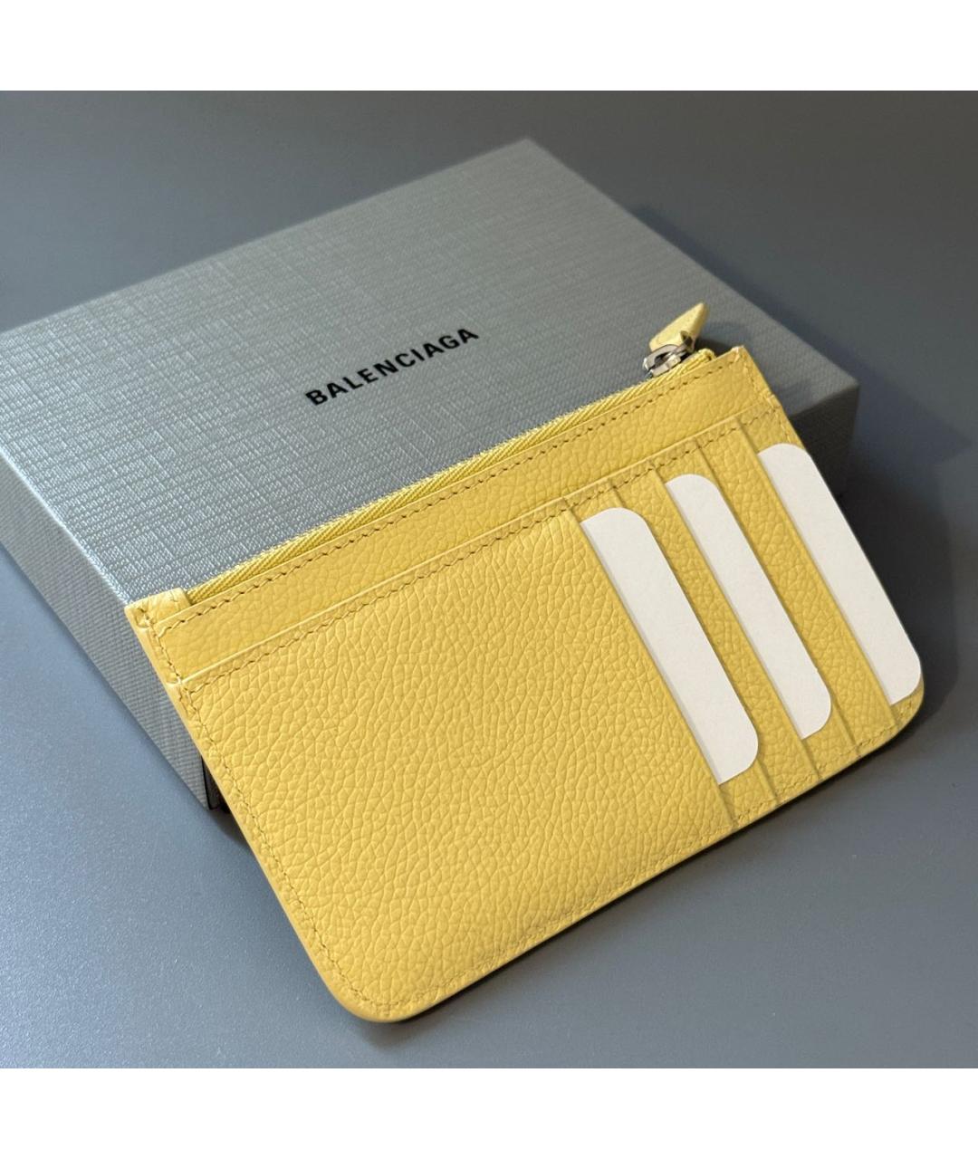 BALENCIAGA Желтый кожаный кардхолдер, фото 4