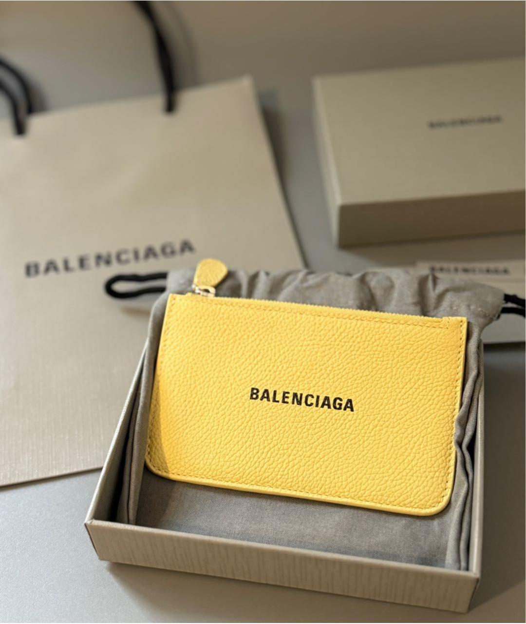 BALENCIAGA Желтый кожаный кардхолдер, фото 7
