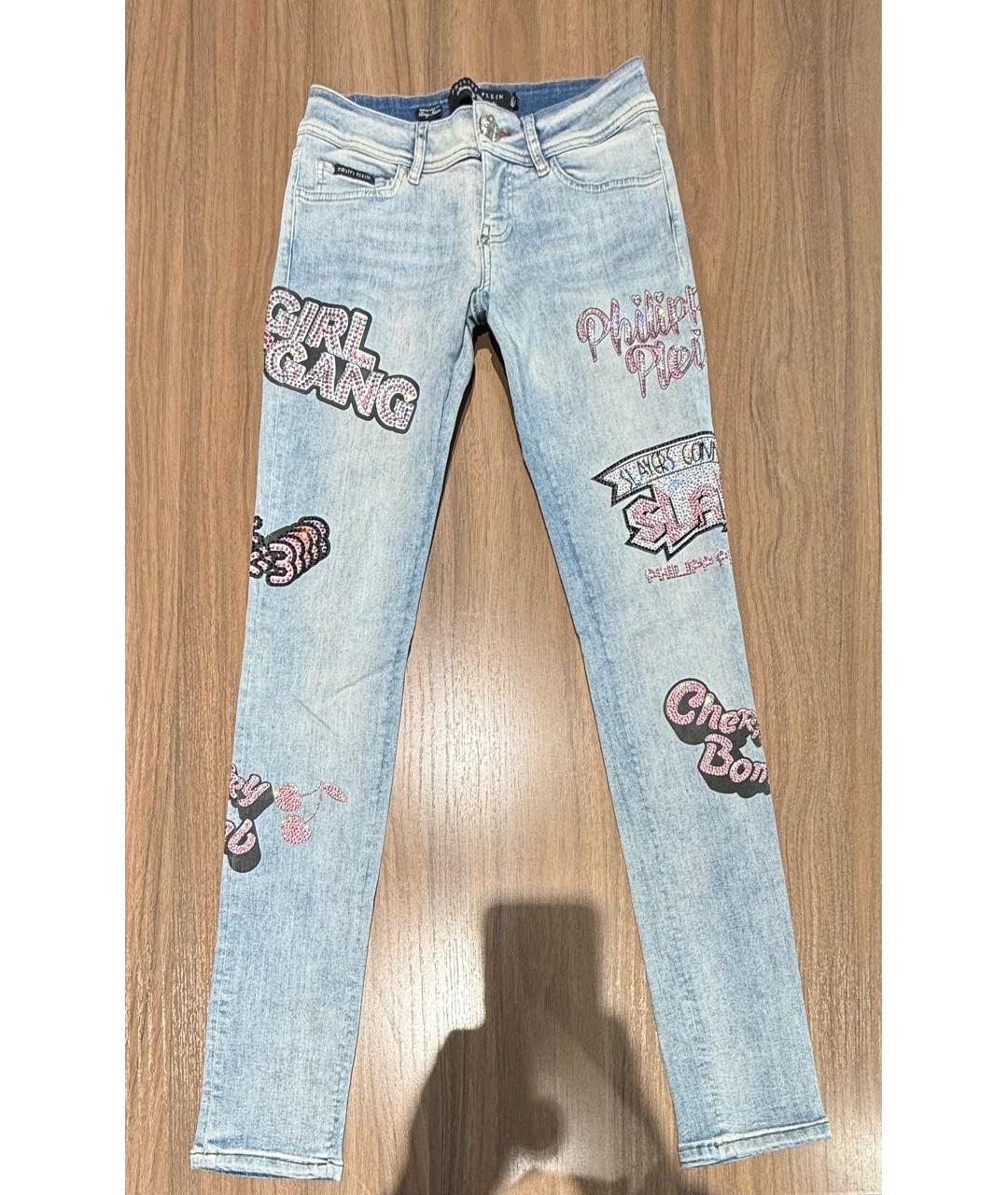 PHILIPP PLEIN Голубые хлопковые джинсы слим, фото 5