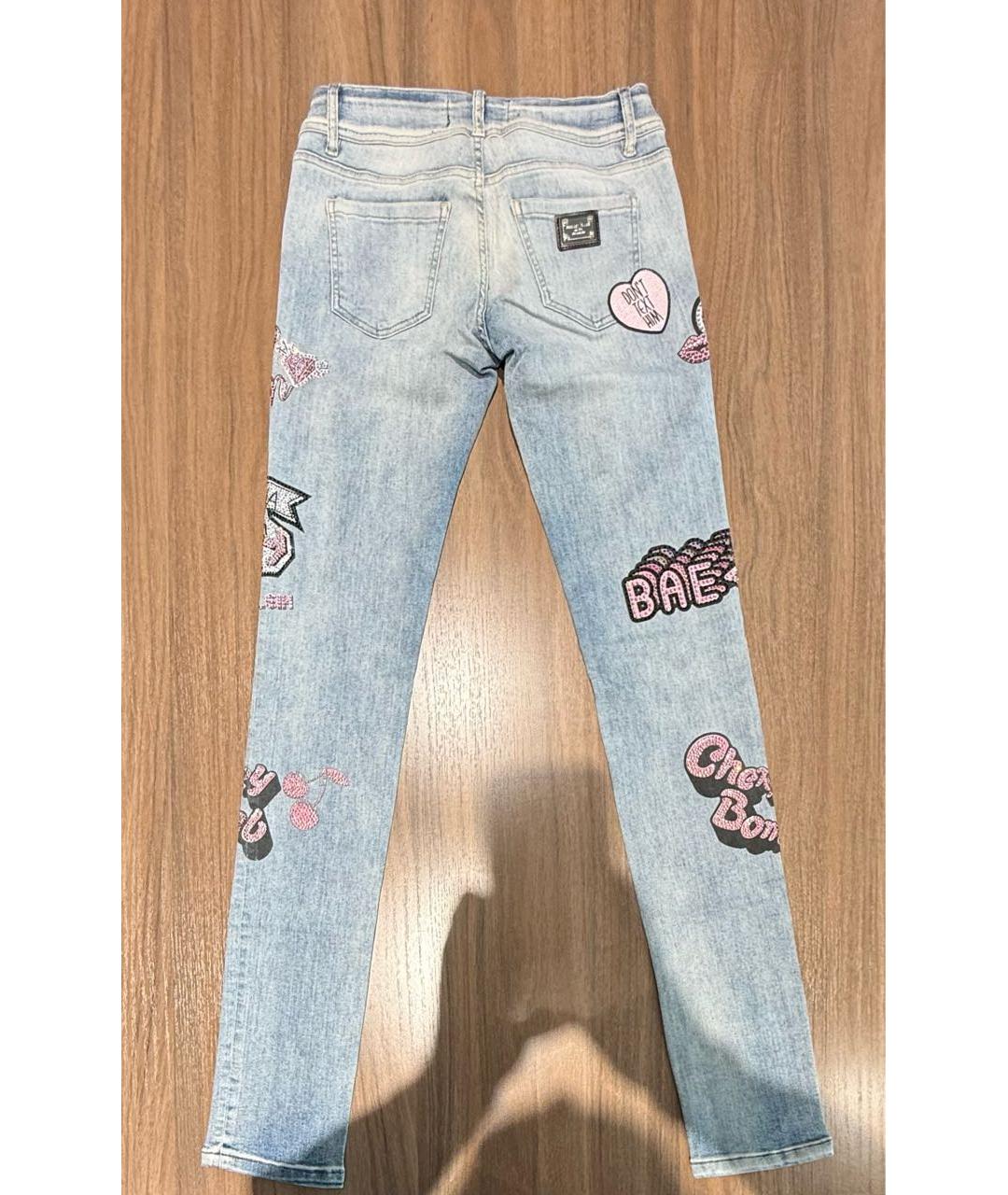 PHILIPP PLEIN Голубые хлопковые джинсы слим, фото 2