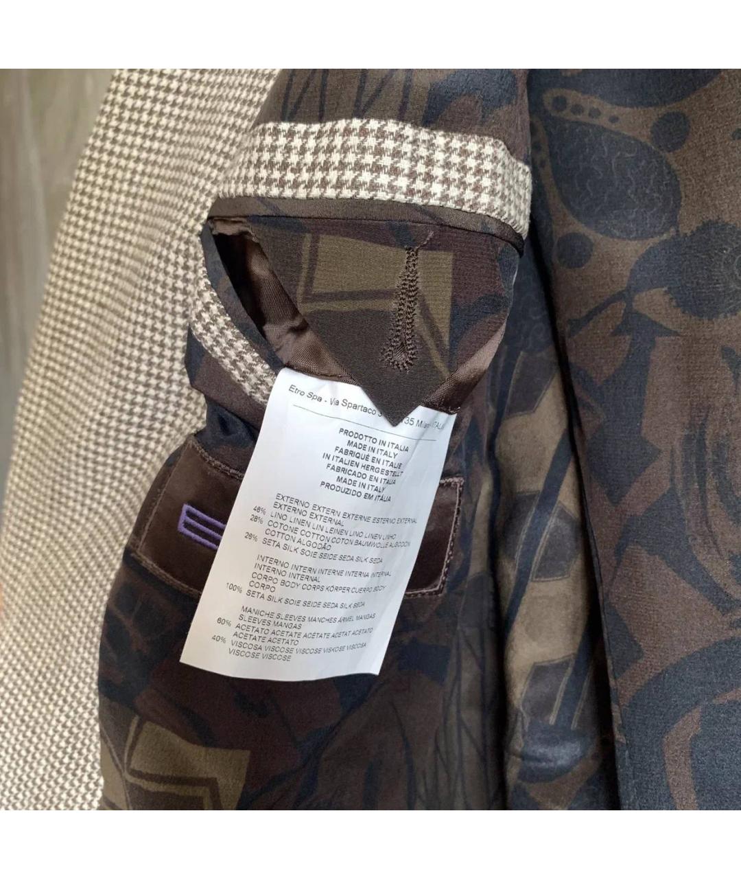 ETRO Бежевый шерстяной пиджак, фото 7