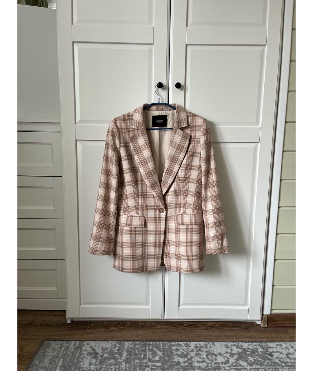 TWIN-SET Бежевый вискозный жакет/пиджак, фото 3