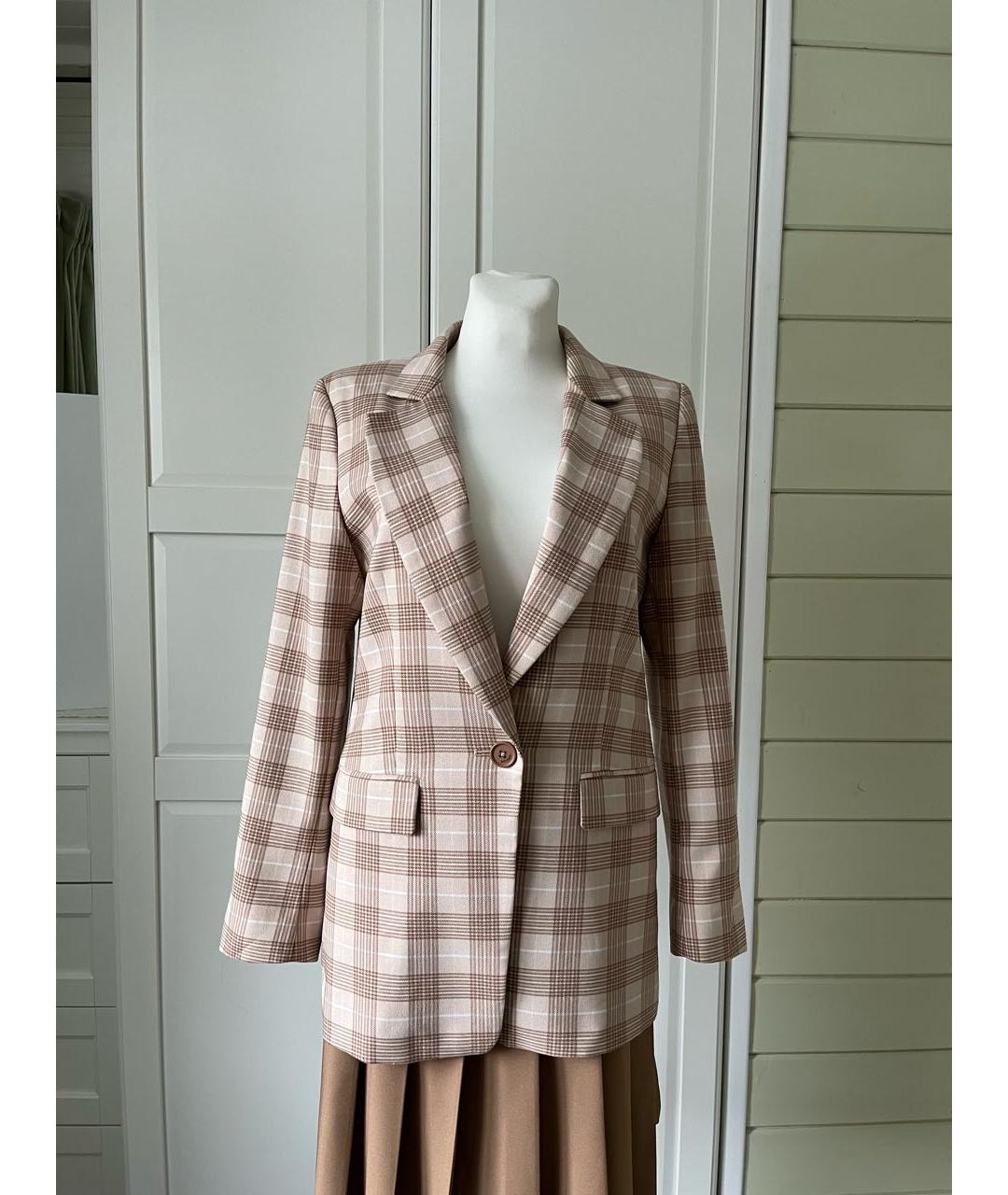 TWIN-SET Бежевый вискозный жакет/пиджак, фото 9