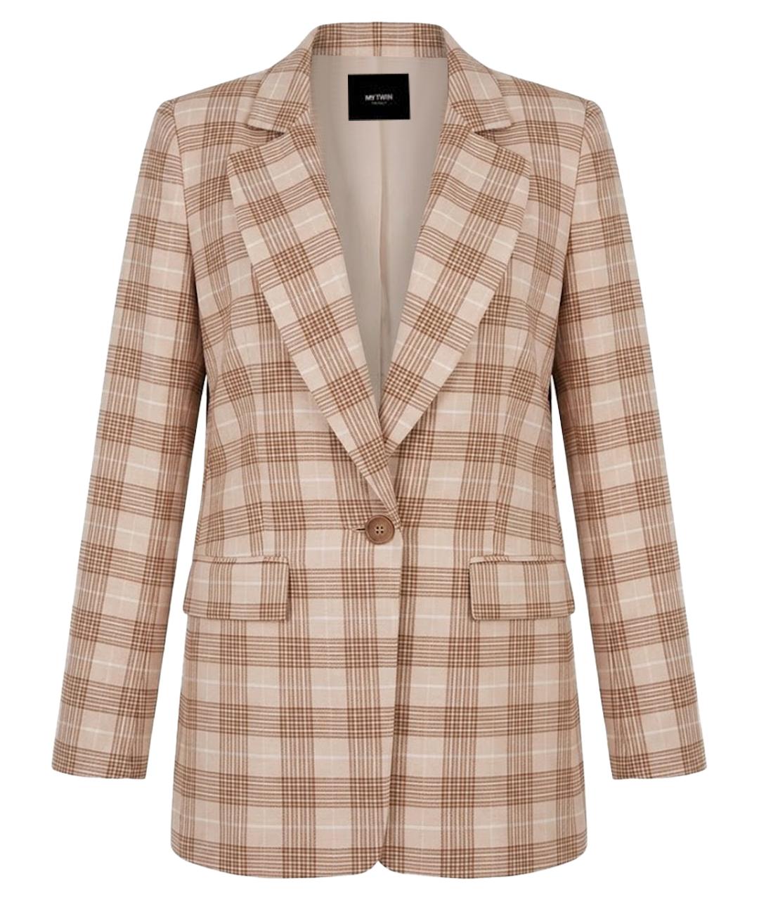 TWIN-SET Бежевый вискозный жакет/пиджак, фото 1