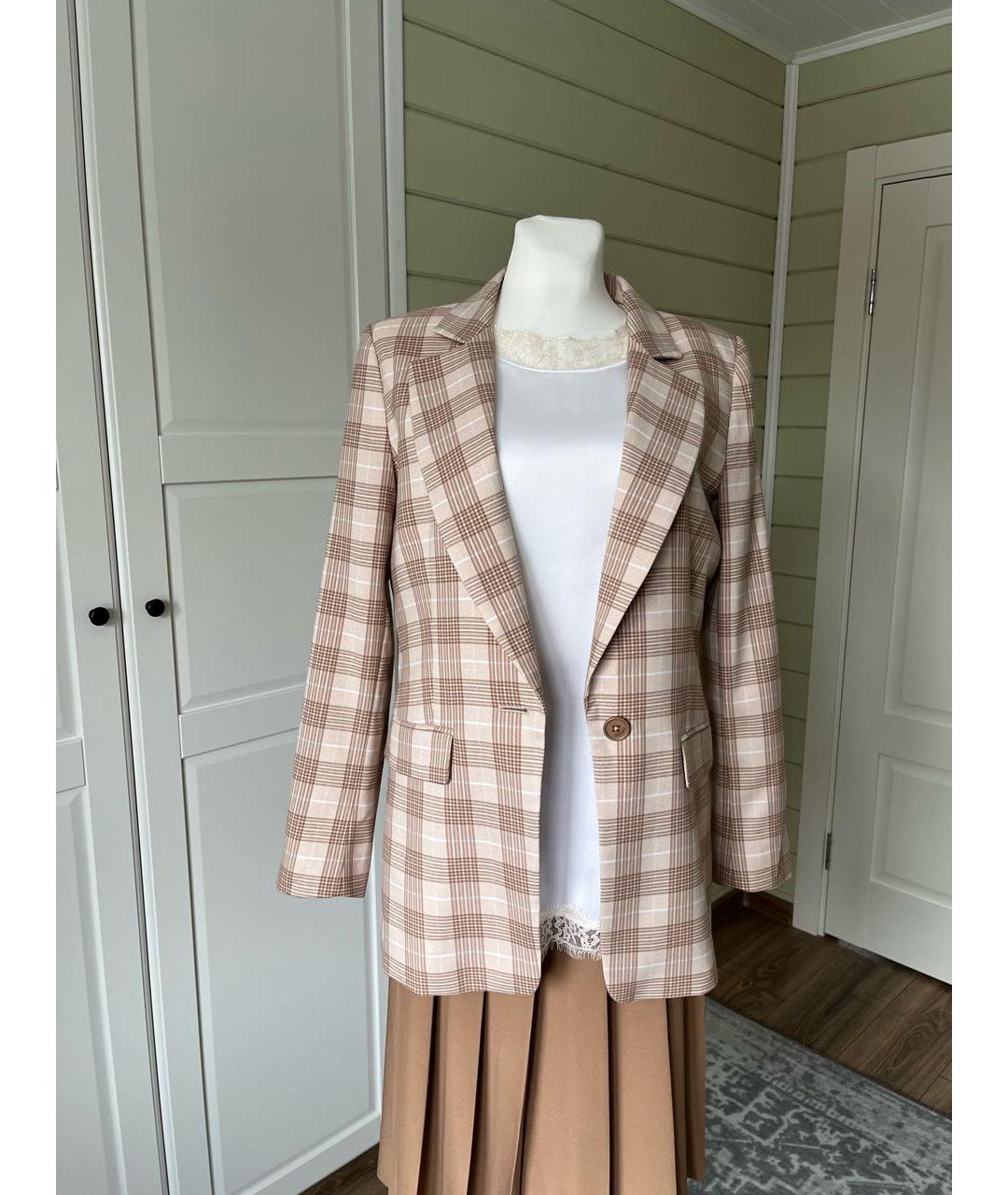 TWIN-SET Бежевый вискозный жакет/пиджак, фото 2