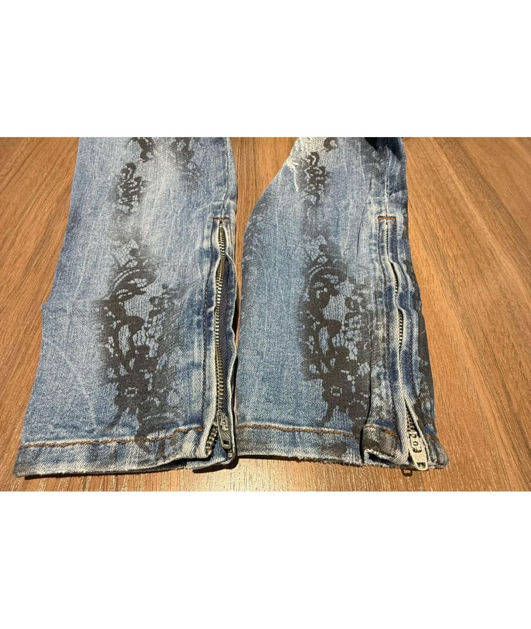 PHILIPP PLEIN Голубые хлопко-эластановые джинсы слим, фото 4