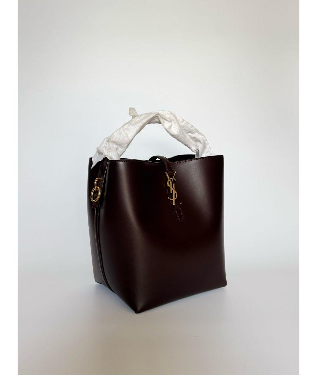 SAINT LAURENT Коричневая кожаная сумка через плечо, фото 2