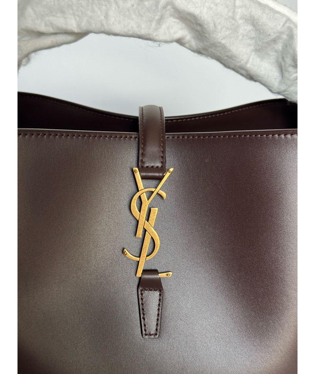 SAINT LAURENT Коричневая кожаная сумка через плечо, фото 5