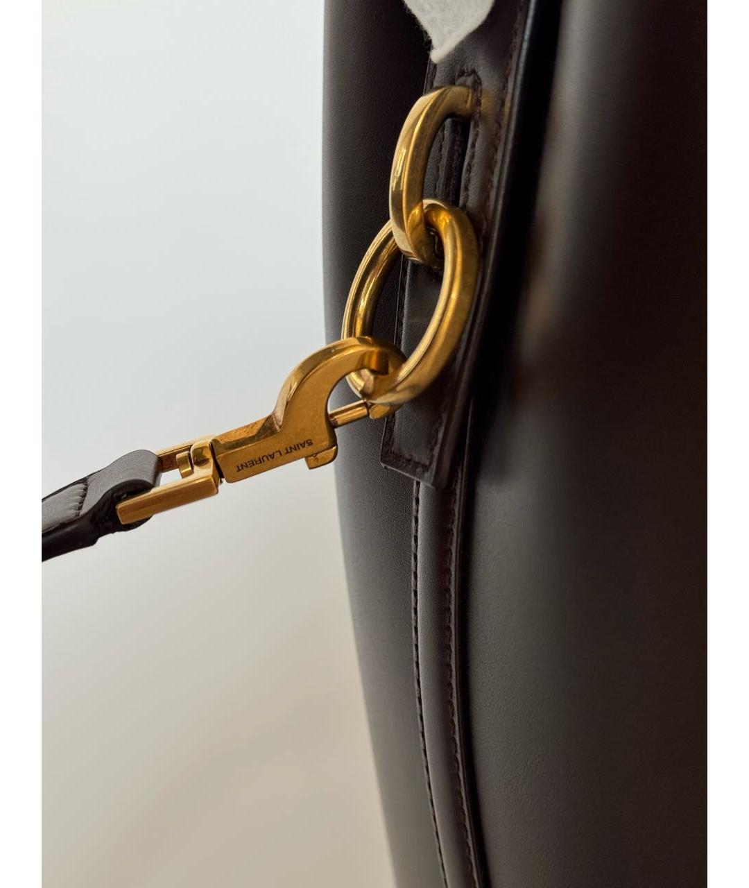 SAINT LAURENT Коричневая кожаная сумка через плечо, фото 6