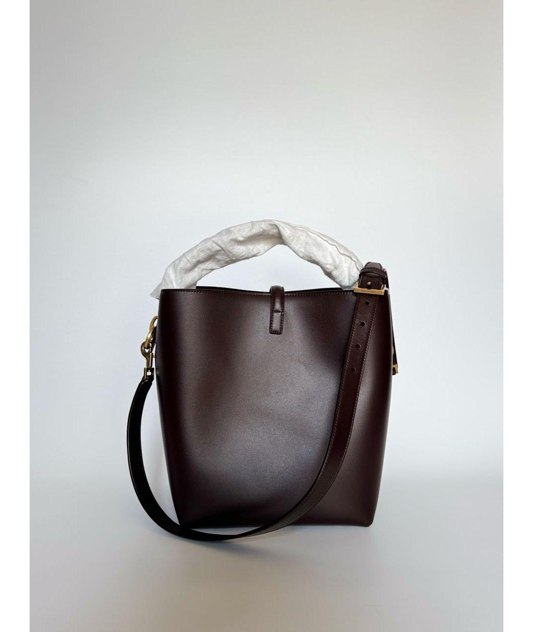 SAINT LAURENT Коричневая кожаная сумка через плечо, фото 3