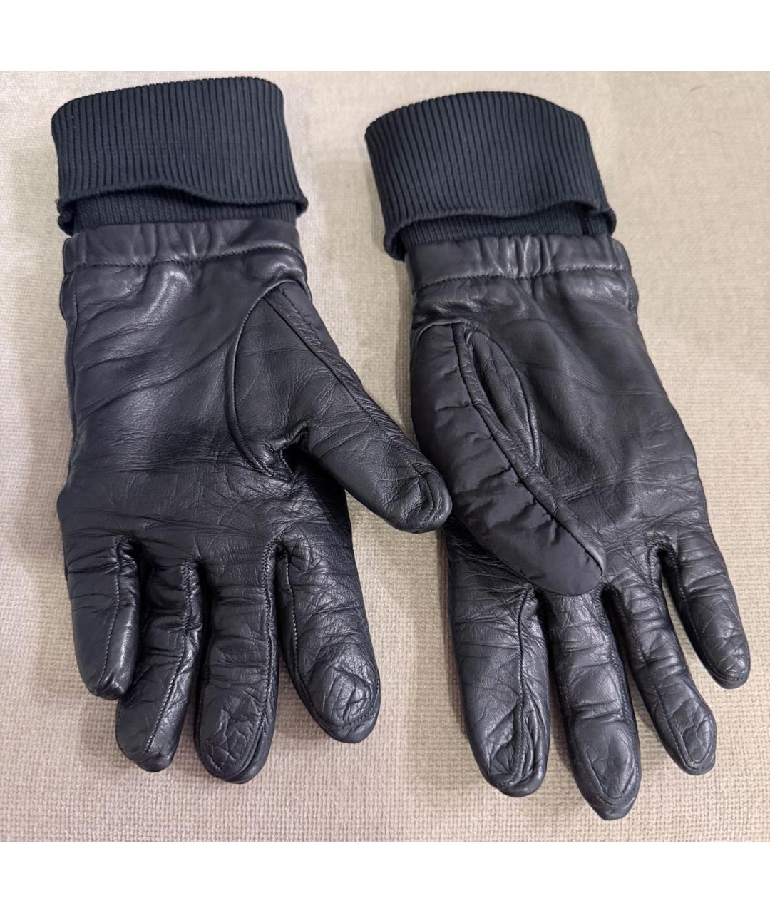 PRADA Черные кожаные перчатки, фото 2