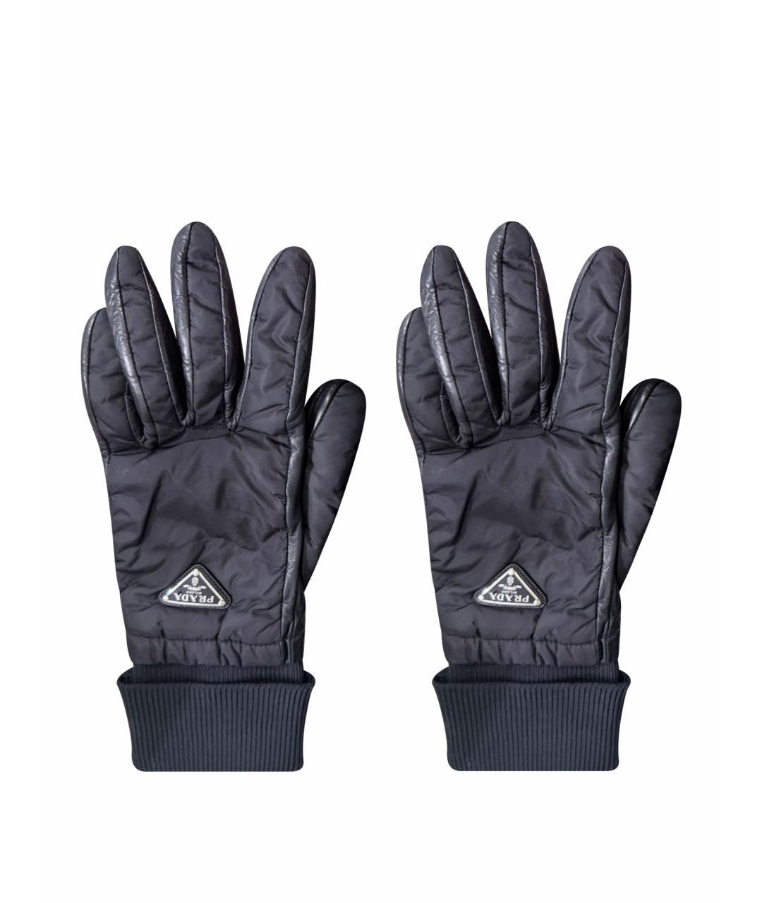 PRADA Черные кожаные перчатки, фото 1