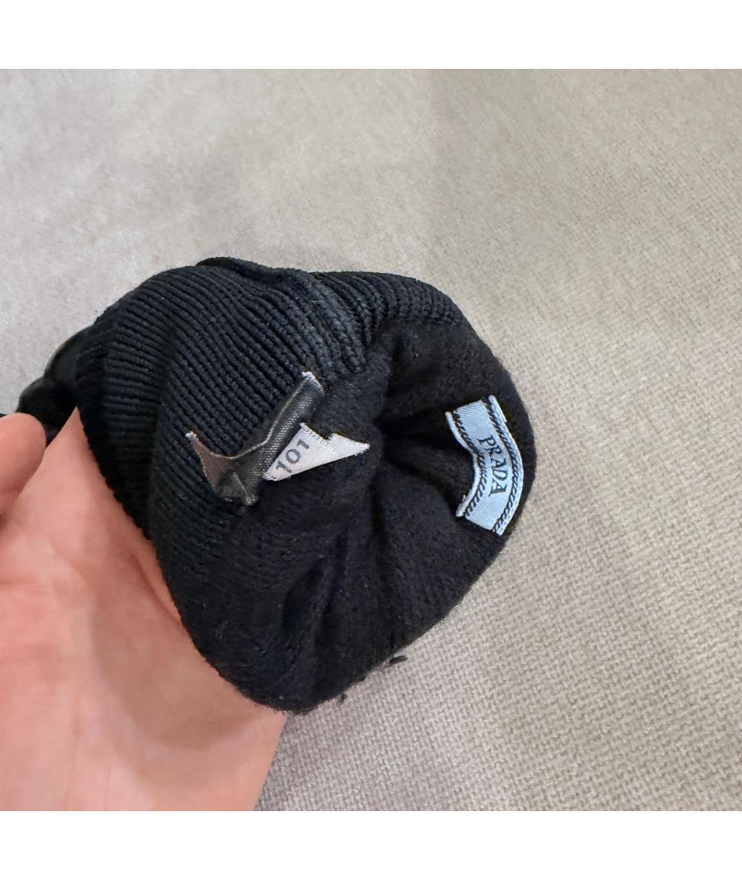 PRADA Черные кожаные перчатки, фото 3
