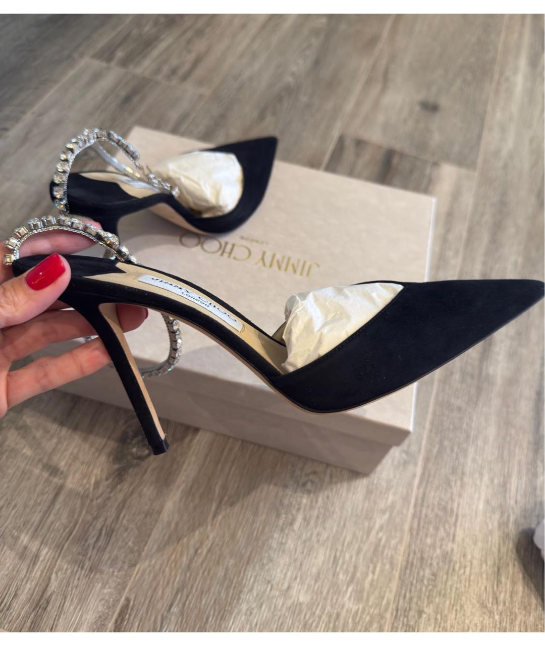 JIMMY CHOO Черные замшевые туфли, фото 4