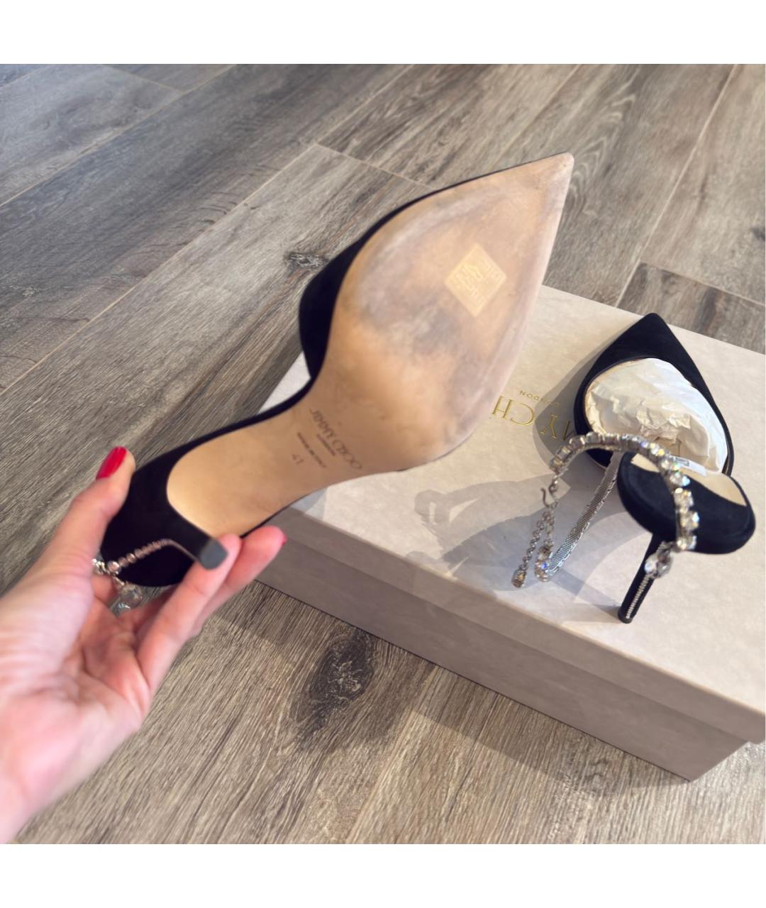 JIMMY CHOO Черные замшевые туфли, фото 5