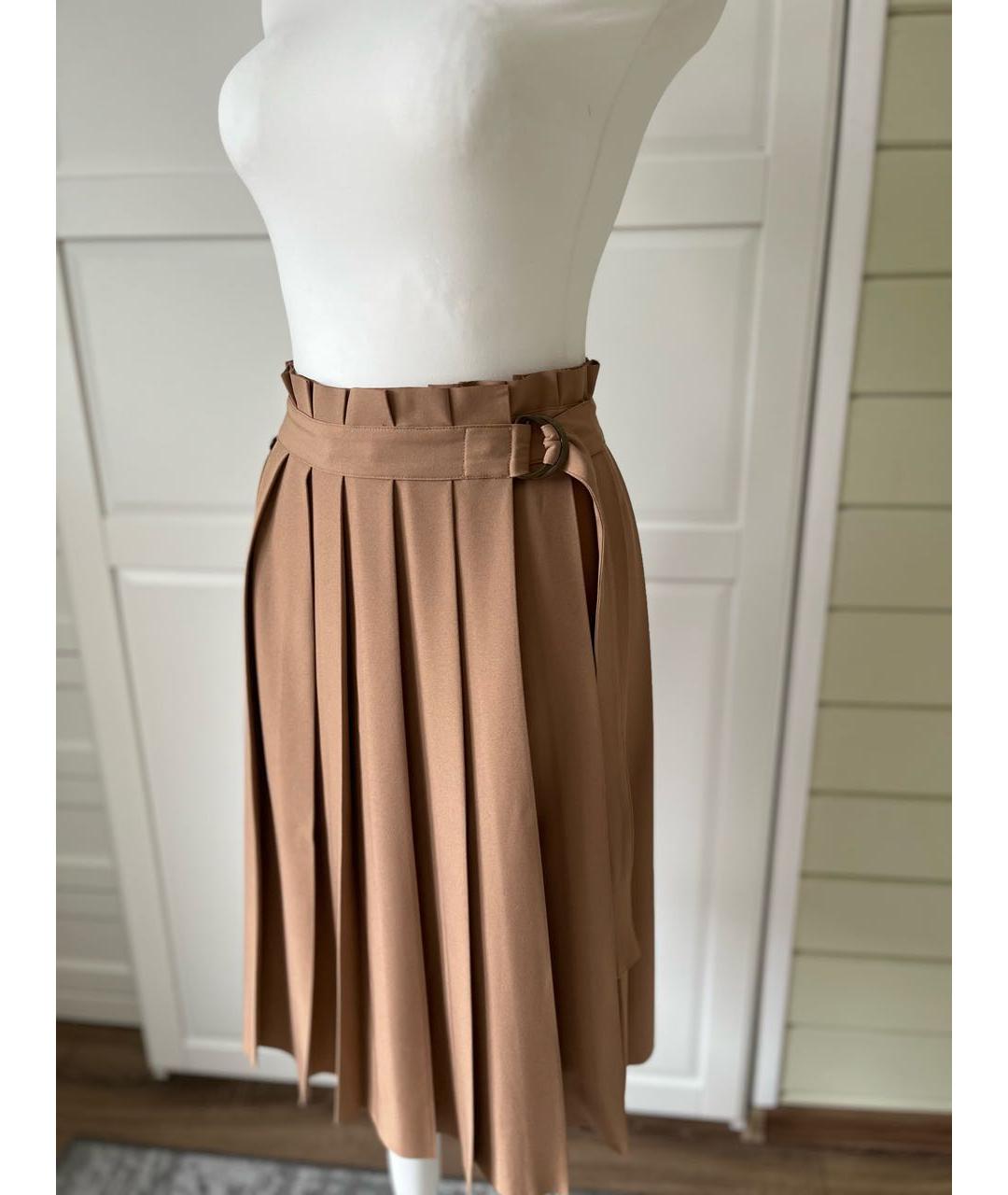 TWIN-SET Бежевая полиэстеровая юбка миди, фото 2