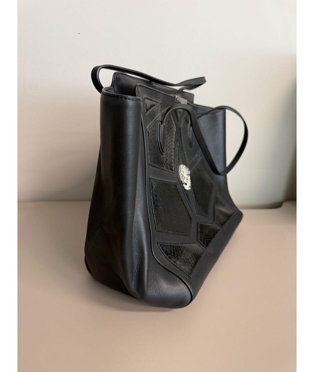 PHILIPP PLEIN Черная кожаная сумка тоут, фото 2