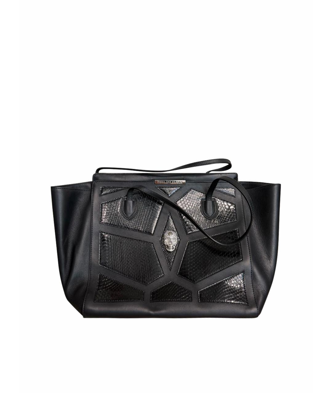 PHILIPP PLEIN Черная кожаная сумка тоут, фото 1