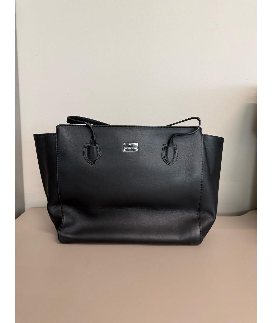 PHILIPP PLEIN Черная кожаная сумка тоут, фото 3