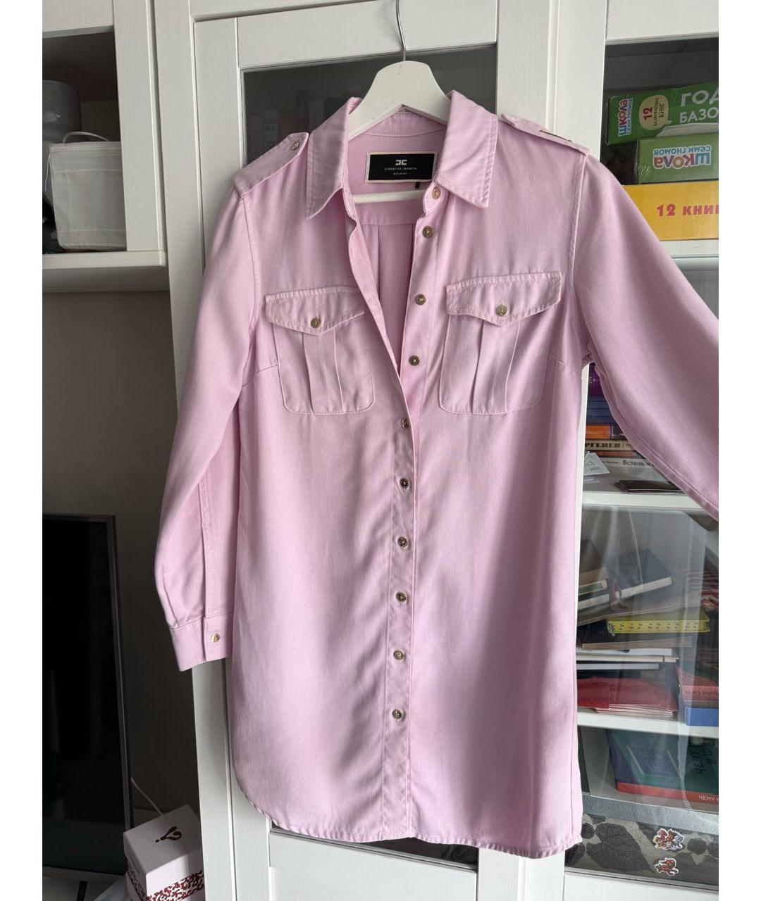 ELISABETTA FRANCHI Розовое деним повседневное платье, фото 6