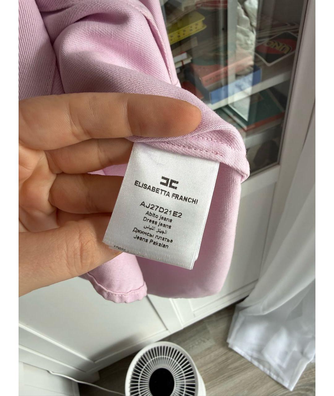 ELISABETTA FRANCHI Розовое деним повседневное платье, фото 5