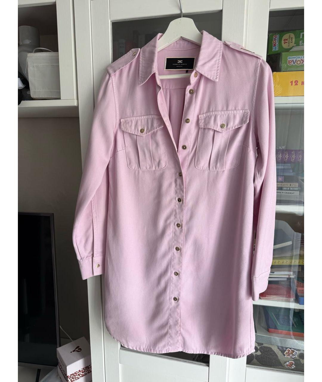 ELISABETTA FRANCHI Розовое деним повседневное платье, фото 4