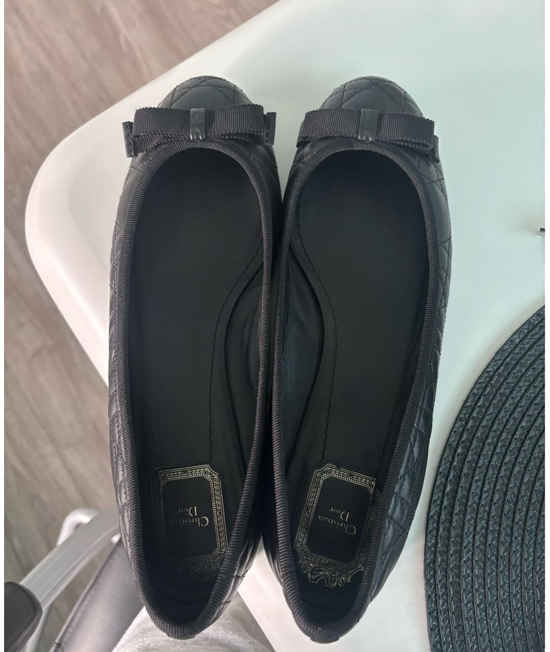 CHRISTIAN DIOR Черные кожаные балетки, фото 3